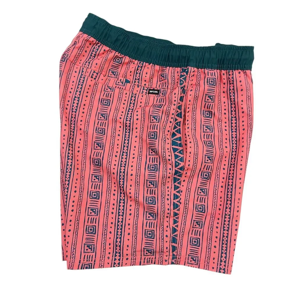 Rip Curl LayDays Board Shorts Mens Medium Pink Tribal Geometric Swim Trunks
